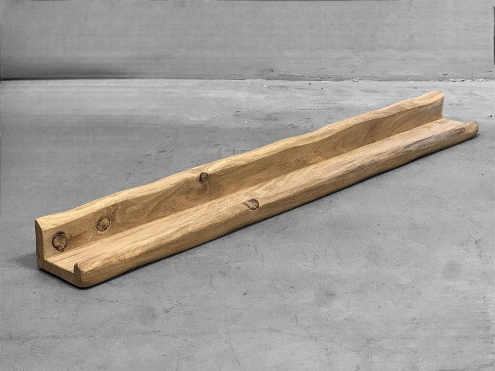 Ekhylla med kant 90 cm – stilren vägghylla i massiv ek