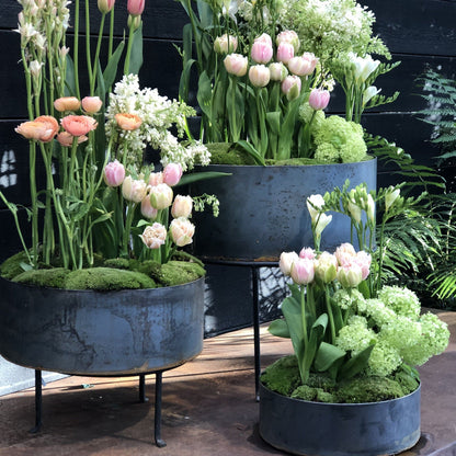 Unik By Hand Krukor Rund stålkruka – låg planteringsmodell